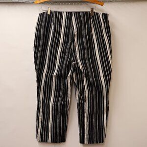 Meg & Margot Womens Black & White Striped Pants XL Lightweight Casual Wear